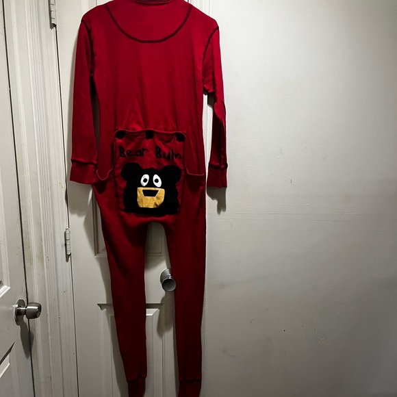 Lazy One Red Onesie with Bear Bum design on detachable back - Picture 15 of 16